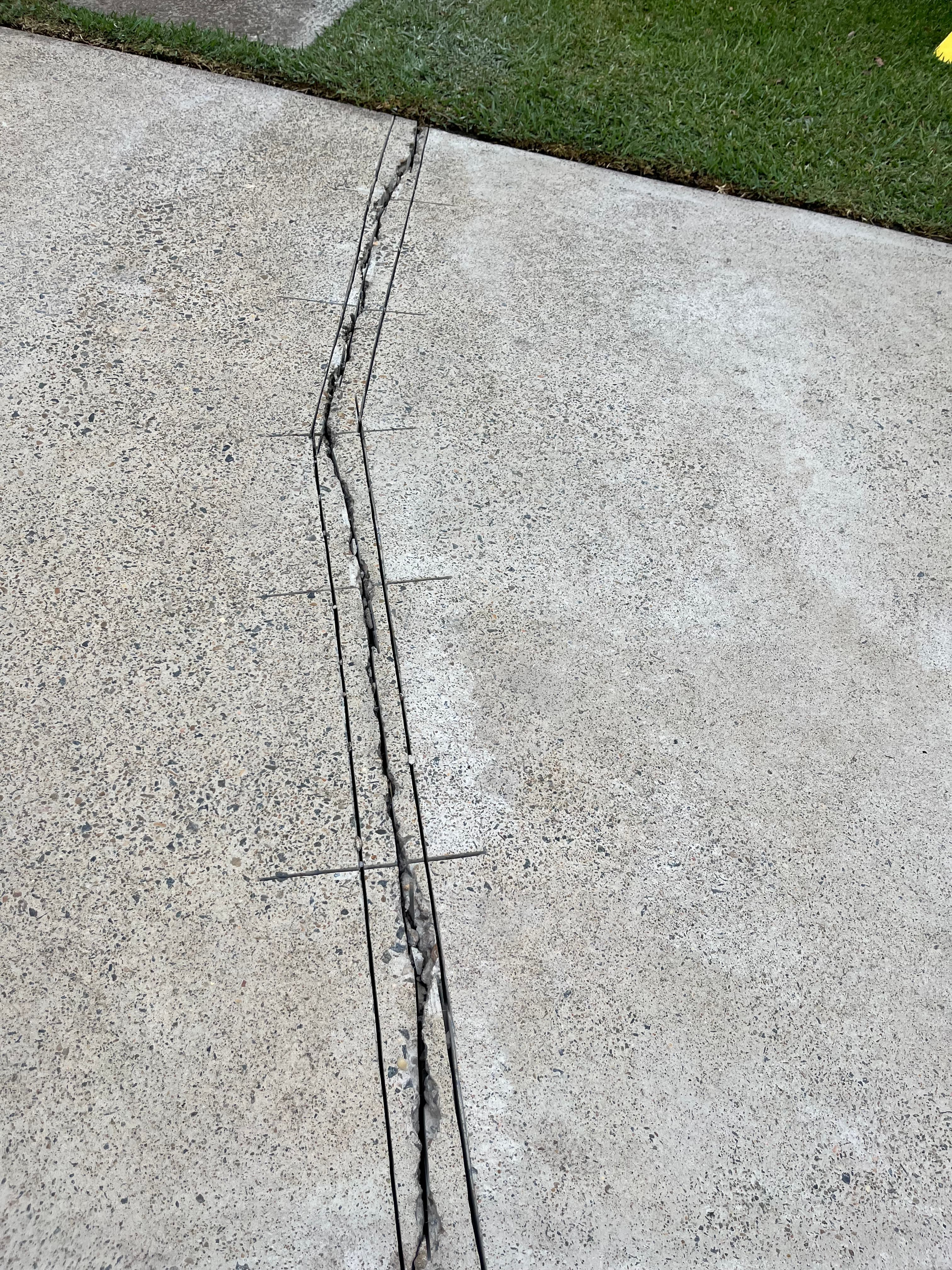 Controlled repair cuts beside grass