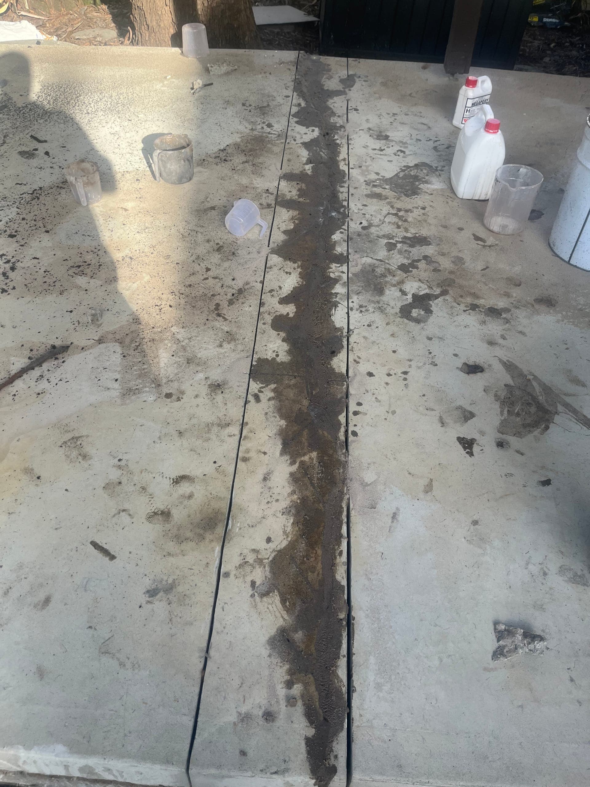 Greenacre crack repair filled with specialised resin and sand
