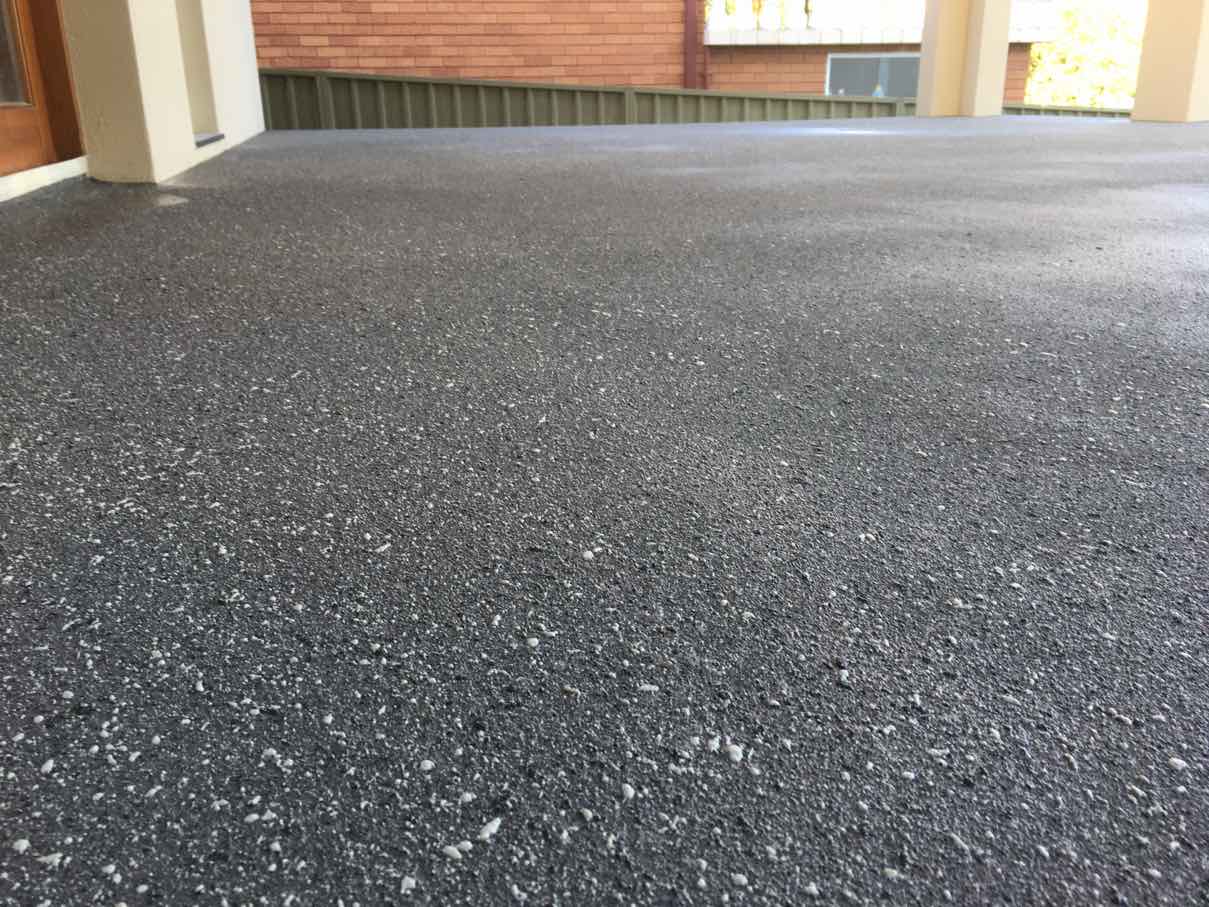 Detail of the sealed charcoal Spray Crete surface in Parramatta