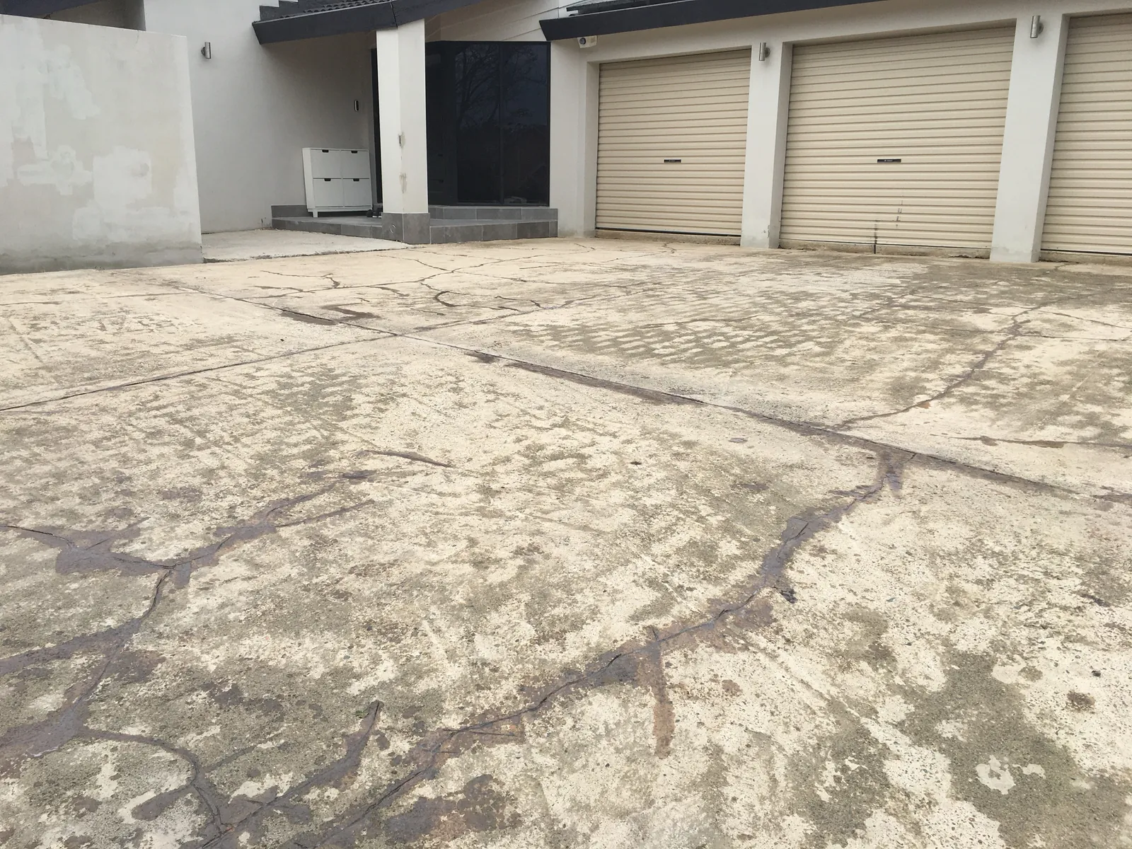 Network of cracks and deteriorated joints on the Castle Hill driveway