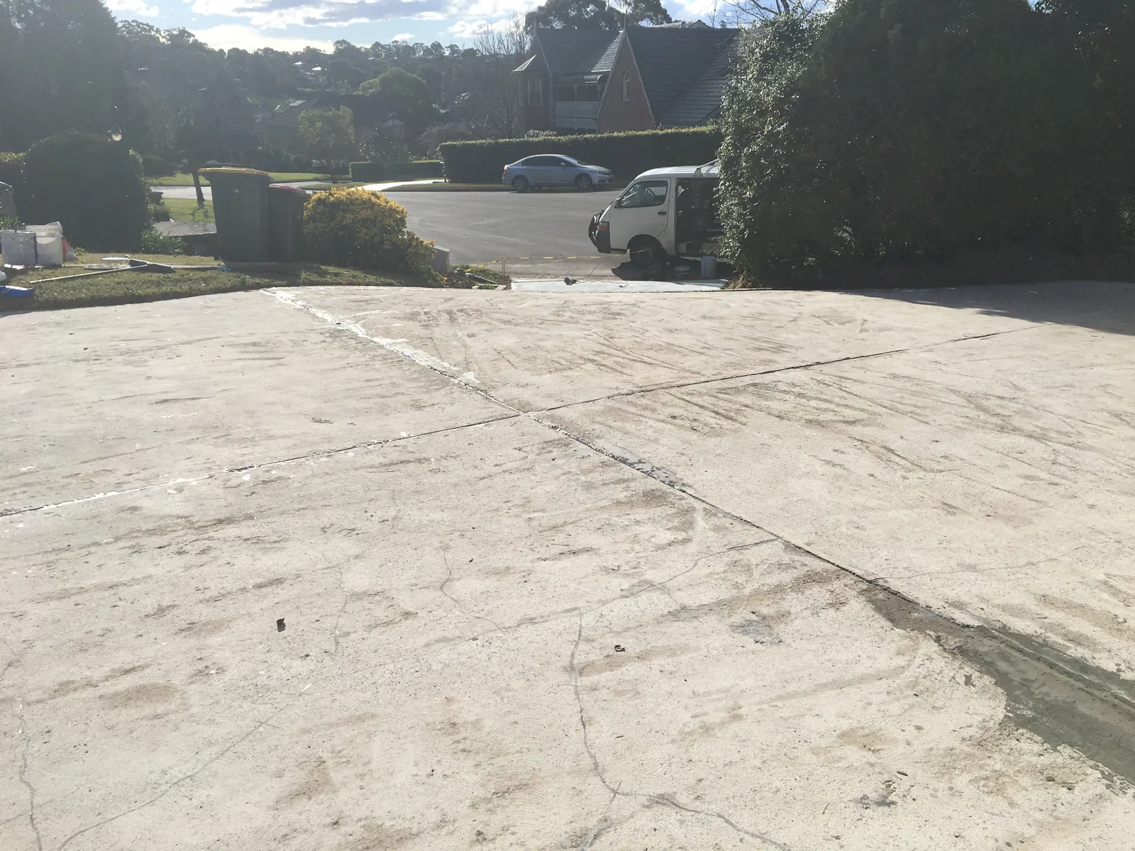 Old driveway joints rebuilt during the Castle Hill resurfacing project
