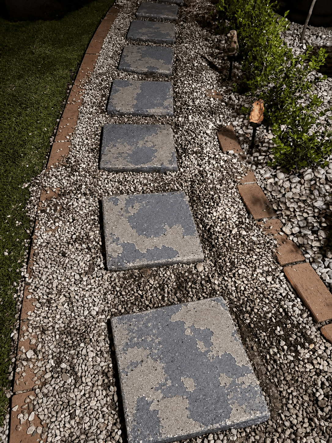 Recreated reference showing worn grey pavers before coating
